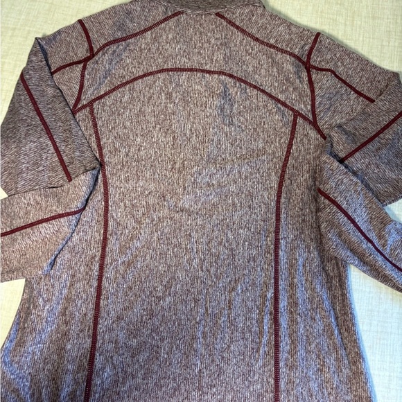 Antigua Maroon/Heather and Gold Fine Stripe Quarter Zip Sweater - Picture 6 of 6